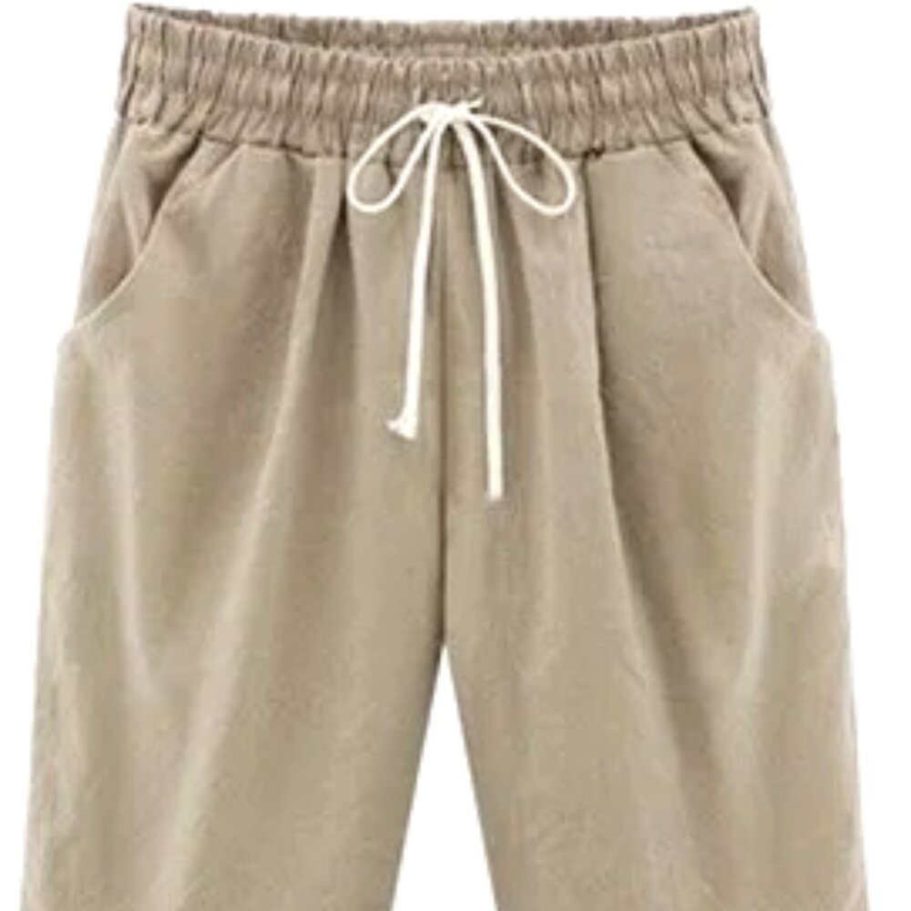 1005 COTTON KNEE LENGTH SHORTS IN XS AND S ELASTIC WAISTED WITH TIE CORD SHORTS